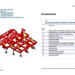 Knoche Sg M3 Sg Mh3 Scarificator Parts Manual