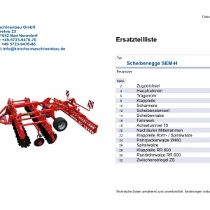Knoche Sem H Disc Parts Manual