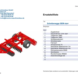 Knoche Sem Starr Disc Parts Manual