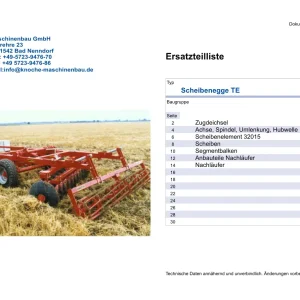 Knoche Te Disc Parts Manual