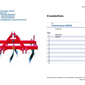 Knoche Tiefenlockerer Bison Scarificator Parts Manual