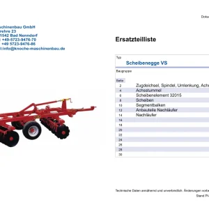 Knoche Vs Disc Parts Manual