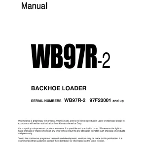 Komatsu Wb97R 2 Service Manual