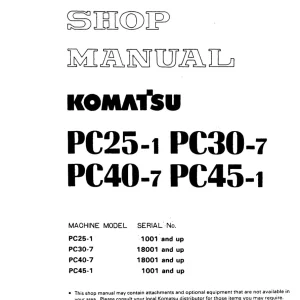 Komatsu Pc25 1 Service Manual