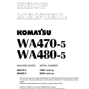 Komatsu Wa 470 5 Wa480 5 Wheel 2005 Service Manual