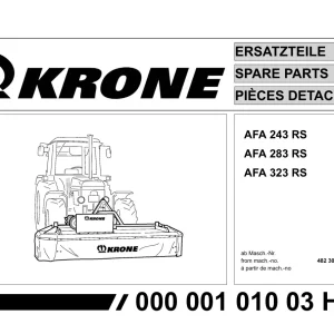 Krone Afa 243 283 323 Disc Mower Parts Manual