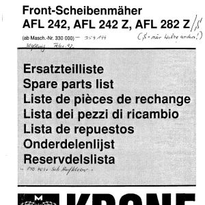 Krone Afl 242 282 1992 Disc Mower 1992 Parts Manual