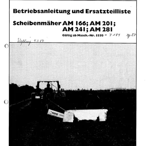 Krone Am 166 201 241 281 1987 Disc Mower 1987 Parts Manual