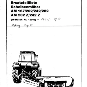 Krone Am 167 202 242 282 1989 Disc Mower 1989 Parts Manual