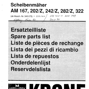 Krone Am 167 202 242 282 322 Z 1993 Disc Mower 1993 Parts Manual