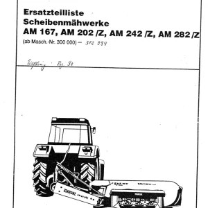 Krone Am 167 202 242 282 Z 1990 Disc Mower 1990 Parts Manual