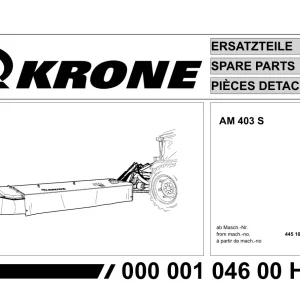 Krone Am 403 S Disc Mower Parts Manual
