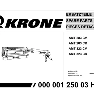 Krone Amt 283 323 Cv Cr Disc Mower Parts Manual