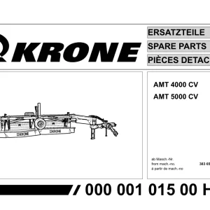 Krone Amt 4000 5000 Disc Mower Parts Manual