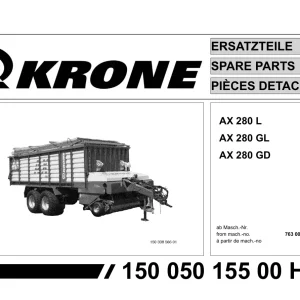 Krone Ax 280 L Gl Gd Wagon Parts Manual