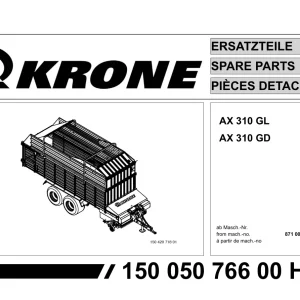 Krone Ax 310 Gl Gd Wagon Parts Manual