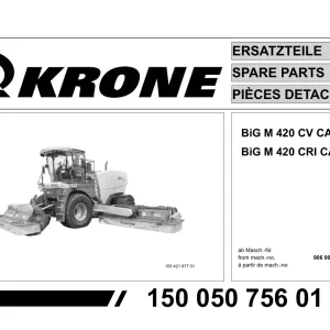 Krone Big M 420 Cv Cri Mower Parts Manual