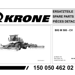 Krone Big M 500 Cv Mower Parts Manual
