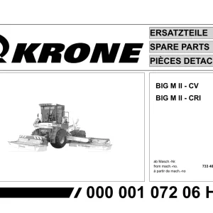 Krone Big M Ii Cv Cri Mower Parts Manual