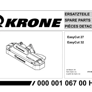 Krone Easycut 27 32 Disc Mower Parts Manual