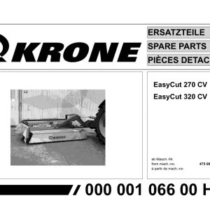 Krone Easycut 270 320 Cv Disc Mower Parts Manual