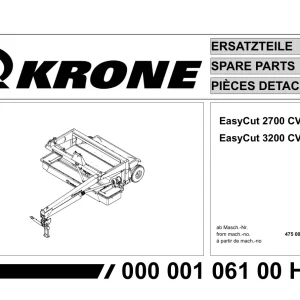 Krone Easycut 2700 3200 Cv Disc Mower Parts Manual