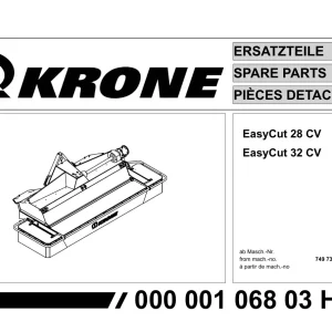 Krone Easycut 28 32 Cv Disc Mower Parts Manual