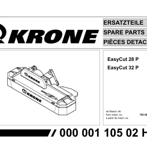 Krone Easycut 28 32 P Disc Mower Parts Manual