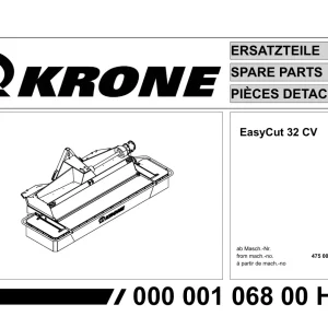 Krone Easycut 32 Cv Disc Mower Parts Manual