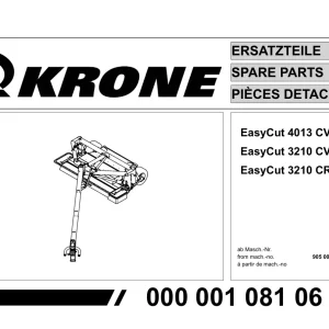 Krone Easycut 3210 4013 Cv Cri Disc Mower Parts Manual