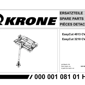 Krone Easycut 3210 4013 Cv Disc Mower Parts Manual