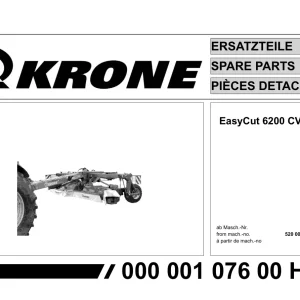 Krone Easycut 6200 Cv Disc Mower Parts Manual