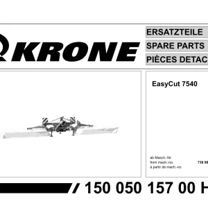 Krone Easycut 7540 Disc Mower Parts Manual