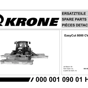 Krone Easycut 8000 Cv Disc Mower Parts Manual