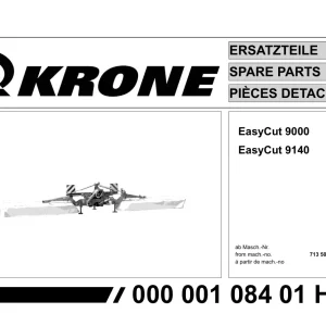 Krone Easycut 9000 9140 Disc Mower Parts Manual