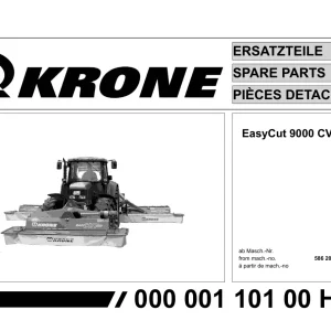 Krone Easycut 9000 Cv Disc Mower Parts Manual