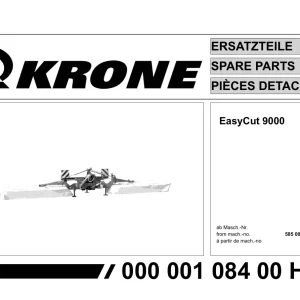 Krone Easycut 9000 Disc Mower Parts Manual