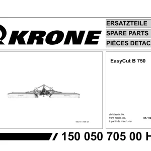 Krone Easycut B750 Disc Mower Parts Manual