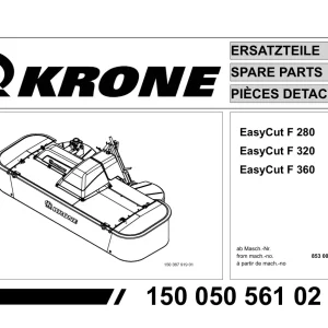 Krone Easycut F280 F320 F360 Disc Mower Parts Manual
