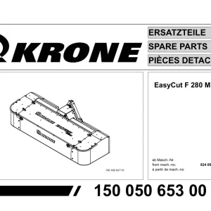 Krone Easycut F280 M Disc Mower Parts Manual
