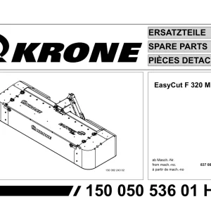 Krone Easycut F320 M Disc Mower Parts Manual