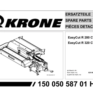 Krone Easycut R280 R320 Cv Disc Mower Parts Manual