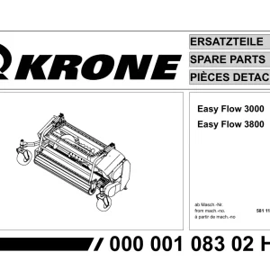 Krone Easyflow 3000 3800 Parts Manual