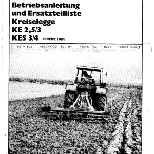 Krone Ke2.5 3 Kes3 4 1984 1984 Parts Manual