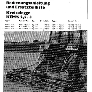 Krone Kem2.5 3 Parts Manual