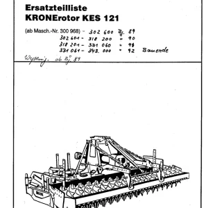 Krone Kes121 Parts Manual