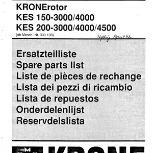 Krone Kes150 3000 4000.200 3000 4000 4500 Parts Manual