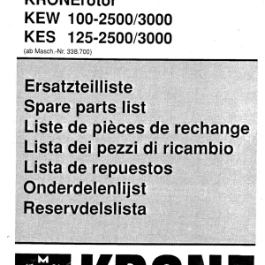 Krone Kew100 2500 3000.Kes125 2500 3000 Parts Manual
