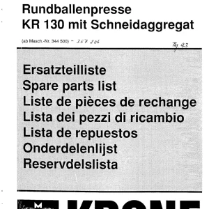 Krone Kr 130 Parts Manual