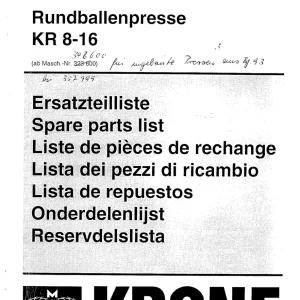 Krone Kr 8 16 Parts Manual